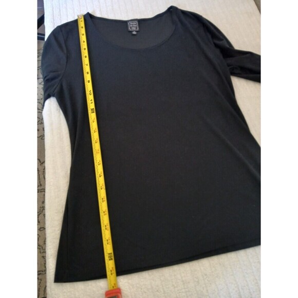 Suzie In The City Womens Top Black Large Long Sleeve Minimalist Basic Simply - Picture 6 of 12